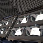VR Headsets for rent in transport boxes